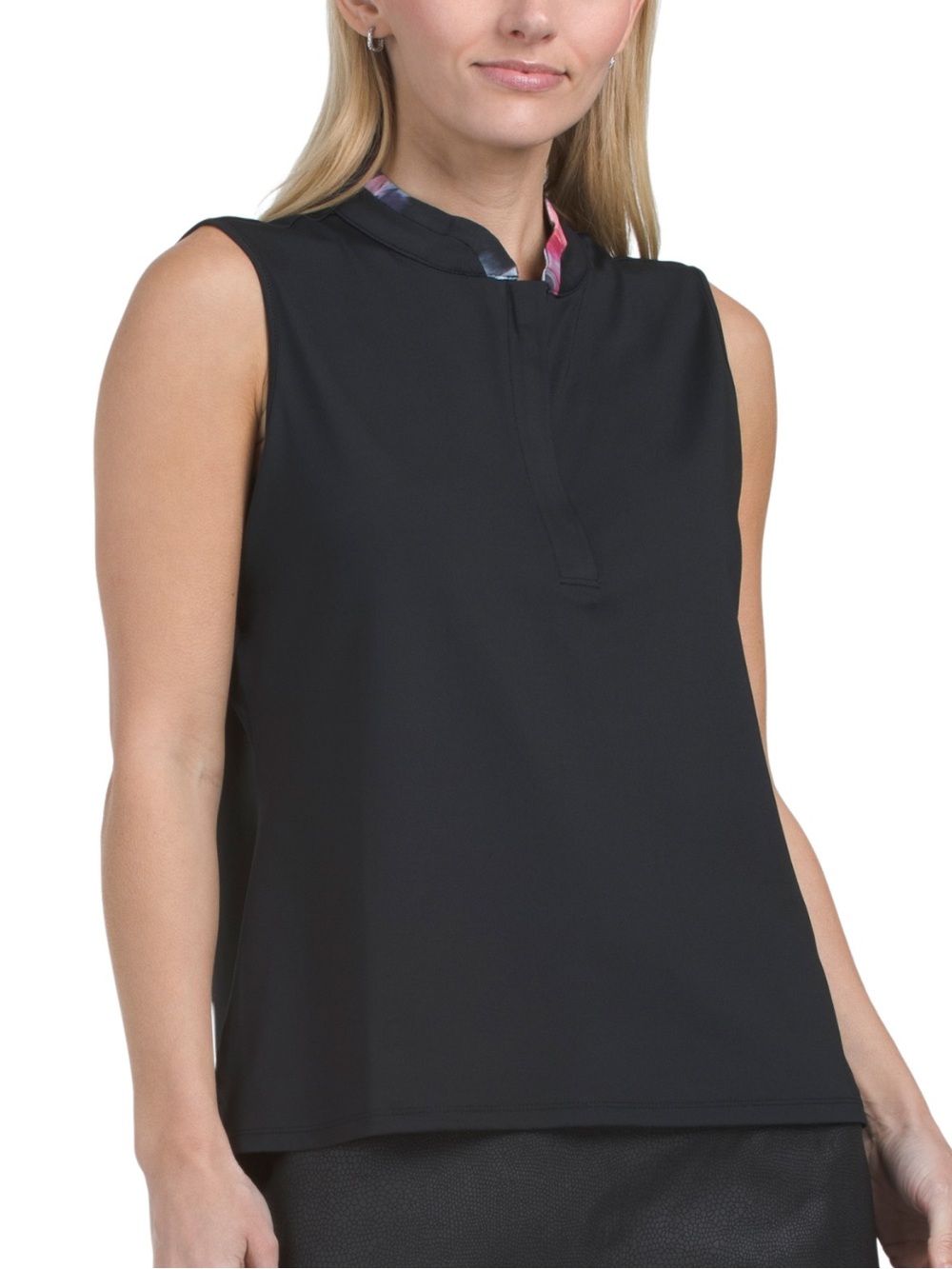 NWT Swing Control 1/4 Zip Sleeveless Velocity Golf Polo, Black & Pink – Small